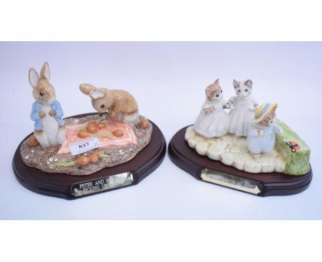 A Beswick Beatrix Potter limited edition tableau, Mittens, Tom Kitten and Moppet, BP-8c, and another similar, Peter and Benja