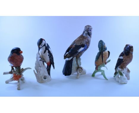 Sixteen Goebel birds, including Jay CV94, 22.5 cm high, and a Baltimore Oriole, CV89, 13 cm high, a related Bird Collection b