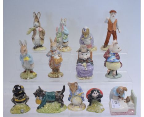 Thirteen Royal Albert Beatrix Potter figures, including Babbitty Bumble and Pigling Eats His Porridge, all BP-6a (13)