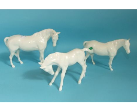 A Beswick Mare, facing right, head down, 1812, a Thoroughbred Stallion, 1992, and seven similar foals, all opaque and gloss (