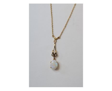 A 9ct gold and opal necklace