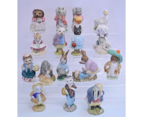 Sixteen Beswick Beatrix Potter figures, including Mrs Tiggy-winkle Takes Tea, and Amiable Guinea Pig, all BP-3b (16)   Condit