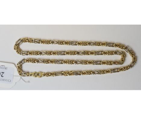A 14ct gold chain, with Byzantine style links, approx. 73.7 g