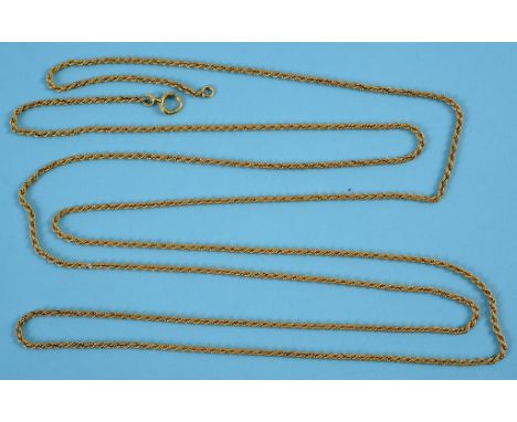 A 9ct gold chain link necklace, approx. 44.4 g, 156 cm long  See back cover colour illustration