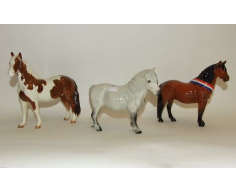 A Beswick Shetland Pony, grey, H185, a Warlord's Mare, Another Bunch, a foal, Another Star, other horses and foals (damages) 