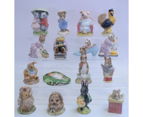 Ten Beswick Beatrix Potter figures, including Goody & Timmy Tiptoes, and Tom Kitten & Butterfly, all BP-3c, and six similar f