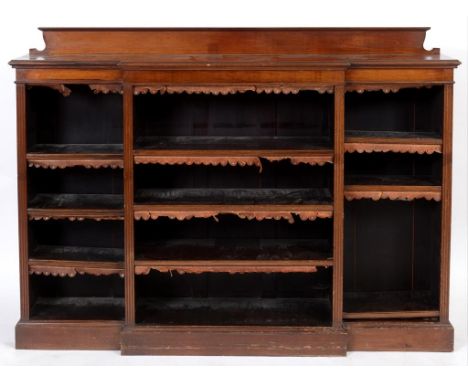 An Edwardian breakfront mahogany bookcase, on a plinth base, 183 cm wide  See illustration   Condition report  Report by GHTh