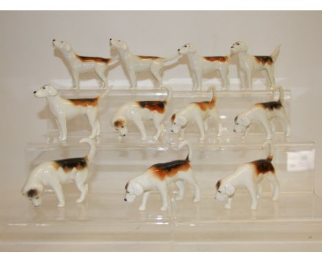 Eleven Beswick foxhounds, all 1st version, 941 x 2, 942 x 3, 943 x 2, and 944 x 4, all gloss (11)