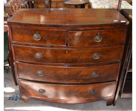 A 19th century mahogany bow front chest of two short and three long drawers, 104 cm wide