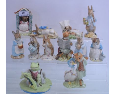 Ten Royal Albert Beatrix Potter figures, including Peter in the Gooseberry Net, and Mrs Rabbit Cooking, all BP-6a, and two Be