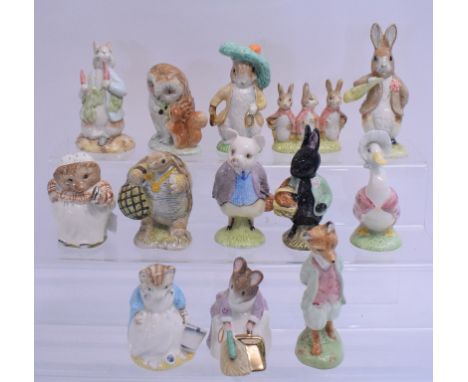 A Beswick Beatrix Potter figure, Old Mr Brown, BP-2, and twelve others, including Mrs Tiggy-winkle, BP-9b, with eight boxes (