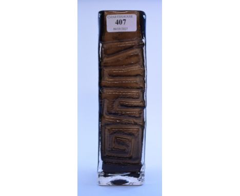 A Whitefriars Cinnamon textured glass vase, designed by Geoffrey Baxter, 25 cm high   Condition report  Report by GHSome slig