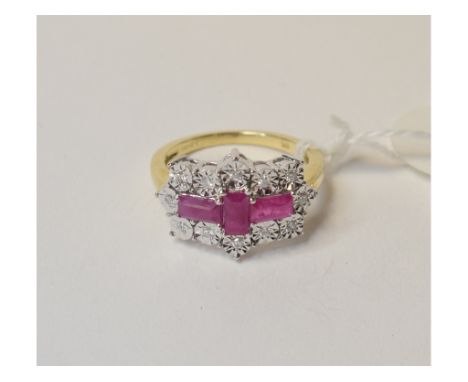 A 9ct gold ruby and diamond ring, approx. ring size M ½    Condition report  Modern