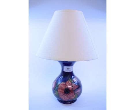 A Moorcroft pottery lamp, decorated anemones, 17 cm high (excluding fitment)
