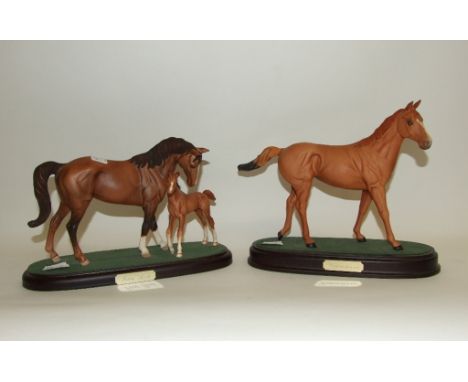 A Beswick group, First Born, A182, boxed, and three horses, Welsh Cob Stallion, A270, Desert Orchid, A184, and Lammtarra, A25