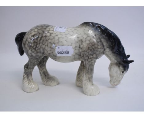 A Beswick Grazing Shire, rocking horse grey, 1050, gloss (ears restored)   Condition report  Condition report by NGEars resto