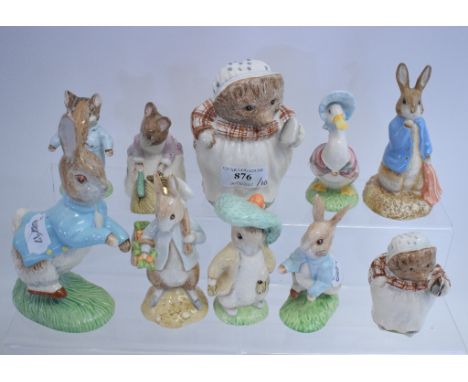 A Beswick Beatrix Potter 100th Anniversary figure, Peter Rabbit, BP-7, a Royal Albert figure, Mrs Tiggy-winkle, BP-6b, anothe