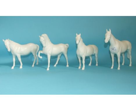 A Beswick horse, Imperial, 1557, and six others similar, all white and matt (7)   Condition report  Report by NGWoolly Shetla