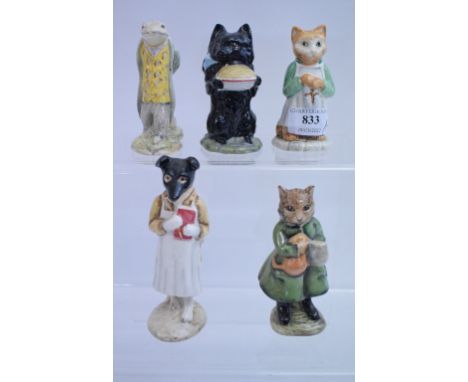 Five Beswick Beatrix Potter figures, Simpkin, Ginger Pickles, Duchess (with pie), and Sir Isaac Newton, all BP-3b (5)   Condi