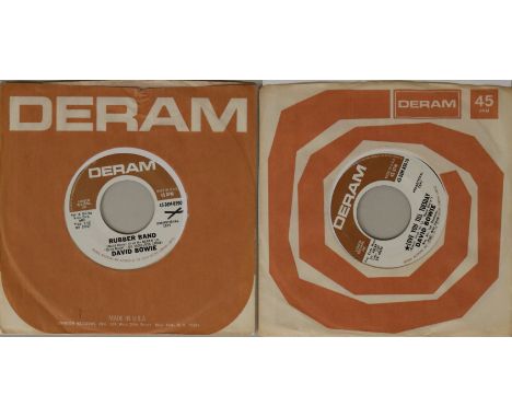 DAVID BOWIE - US DERAM 7" SINGLES. Wicked selection of 2 x seldom seen US 7" promos. Titles are Rubber Band c/w There Is A Ha