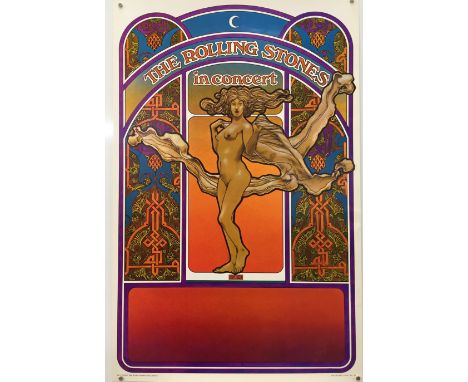 1969 ROLLING STONES POSTER. David Byrd designed "In Concert" poster with blank venue box. Rolled and measures 14"x21". In NM 