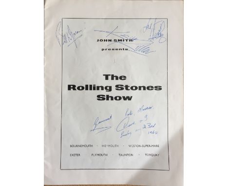 ROLLING STONES SHOW PROGRAMME SIGNED. An original 1964 programme for The Rolling Stones Show, signed to front cover in blue i