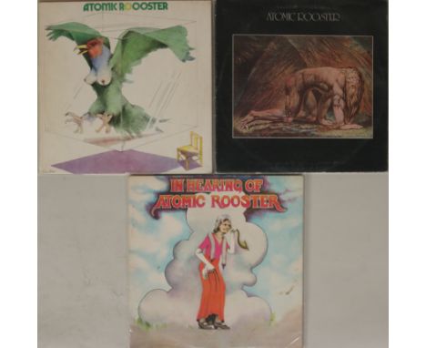 ATOMIC ROOSTER - UK LPs. Nuclear selection of 3 x original UK LPs. Titles are Atomic Rooster (UK 1st B&C Records CAS 1010 wit