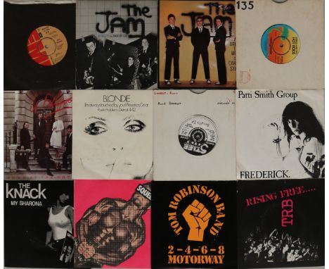 PUNK/NEW WAVE 45s. High energy selection of 20 x 7". Artists/titles are Sex Pistols - Anarchy In The UK (UK 1976 EMI 2566 'co