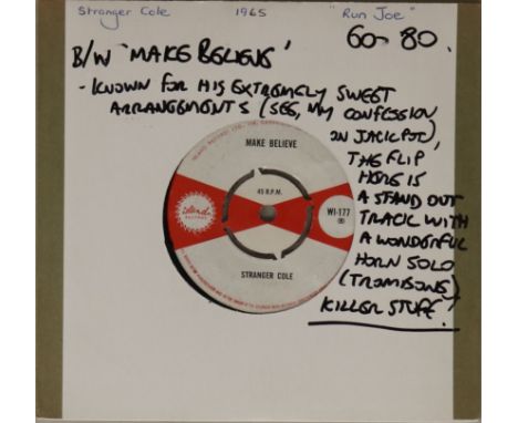 STRANGER COLE - RUN JOE C/W MAKE BELIEVE (ISLAND WI-177). Beautiful double header here from Stranger Cole with Run Joe c/w Ma