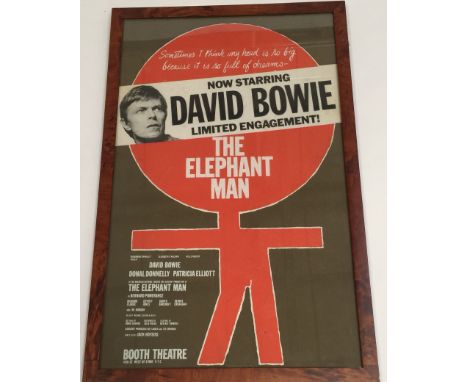 DAVID BOWIE ELEPHANT MAN POSTER. An original, framed 1980 poster for The Elephant Man, starring David Bowie at Booth Theatre,