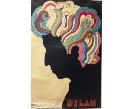 DYLAN GLASER 1967 POSTER. A rolled, circa 1967 Bob Dylan poster, with design by Milton Glaser. Measures 22 x 33". Some wear a