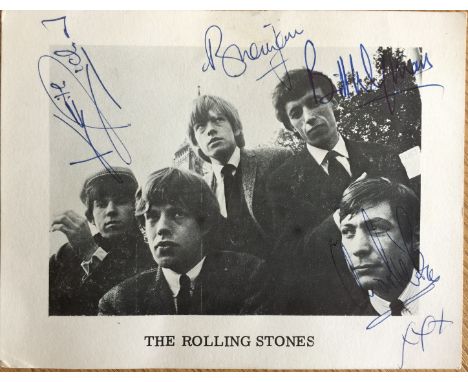 ROLLING STONES SIGNED POSTCARD. A black and white original 14 x 11 cm postcard signed to front in blue ink by Keith Richard, 