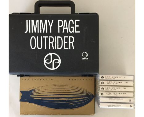 JIMMY PAGE OUTRIDER LUNCH BOX/LED ZEPPELIN CASSETTES. Eight pieces of music memorabilia to include: a 1988 US promotional Jim