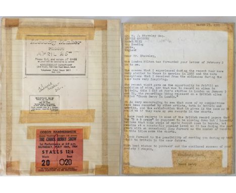 CHUCK BERRY HAND SIGNED LETTER. Two pieces of Chuck Berry memorabilia to include a typed letter from Chuck Berry to a fan wit