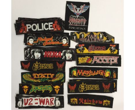 SEW ON PATCHES - HAWKWIND/VENOM/SAXON ETC. 34 sew on patches most to measure approx 10 x 2.5". Bands to include Hawkwind, Van