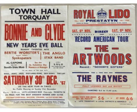 ARTWOODS 1960s POSTERS - TORQUAY/PRESTATYN. Two original 1960s 'boxing style' posters, to include: a Torquay Town Hall NYE BA