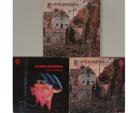 BLACK SABBATH. Wicked trio of classic LPs. Titles are Paranoid (UK 1st large swirl with 'Vertigo' below the spindle hole, 636