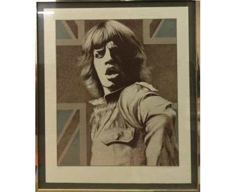 ROLLING STONES LIMITED ARTWORK. A limited silkscreen print of a 1978 piece by artist David Oxtoby, entitled Mick Jagger/Golde