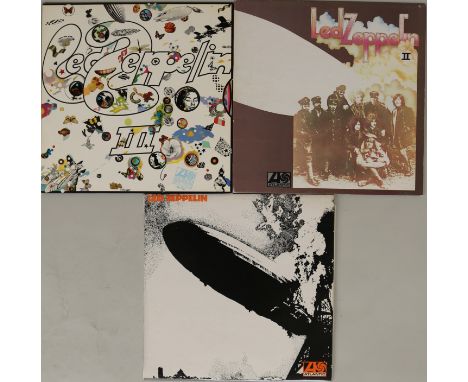 LED ZEPPELIN - PLUM UK LPs. Wicked trio of the first three Led Zep LPs, all early UK plum Atlantic pressings. Titles are 'I' 