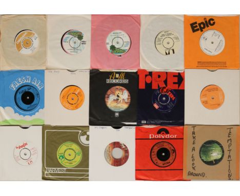 ROCK/PROG/GLAM 7". Expert collection of around 110 x 7". Artists/cat. numbers include Kevin Ayers (WIP 6201), Iron Virgin (Re