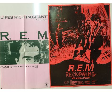 REM PROMO POSTERS. Two original R.E.M. promotional posters to include: a folded poster issued to promote 'Lifes Rich Pageant'