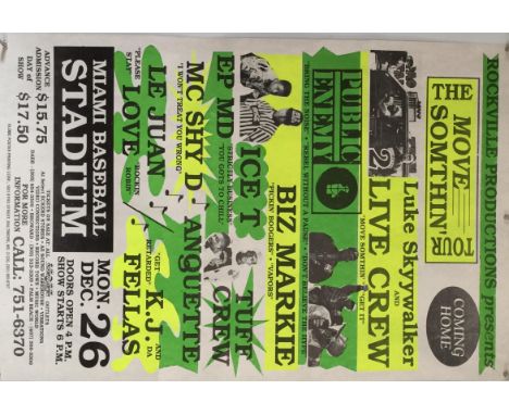 PUBLIC ENEMY/2 LIVE CREW POSTER. An original, rolled poster on thick stock. From the 1988/89 Move Somthin' tour. Measures 22 