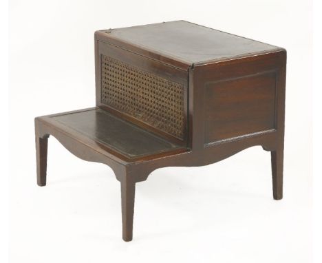 A mahogany step commode,now with leather insets