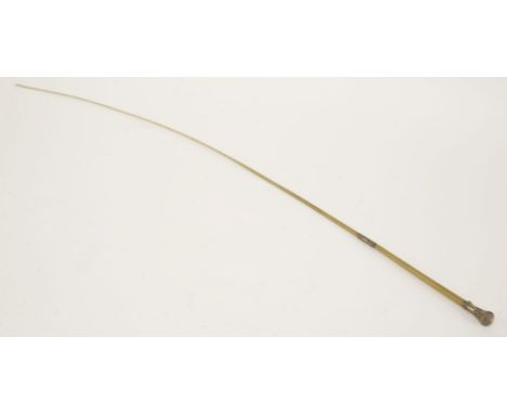 A Victorian rhinoceros horn whip,  with an engraved white metal terminal and mount,69cm longThe Old Rectory, Edgcote.