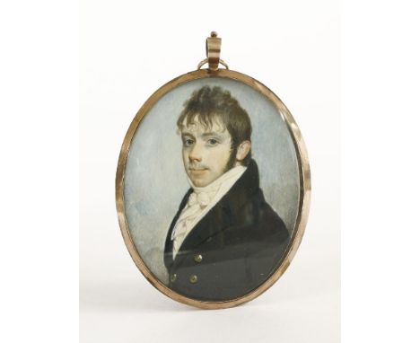 Walter Stephens Lethbridge (1771-c.1831)	PORTRAIT OF A YOUNG GENTLEMAN, HALF LENGTH, IN A DARK BLUE COAT AND WHITE WAISTCOAT 