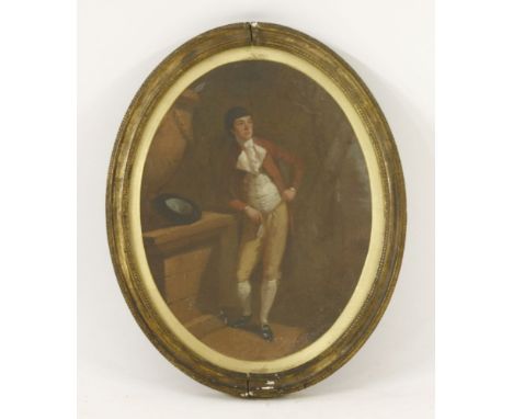 Circle of Angelica KauffmannPORTRAIT OF A YOUNG MAN, SAID TO BE DAVID GARRICK, FULL LENGTH, STANDING IN A LANDSCAPE BESIDE A 