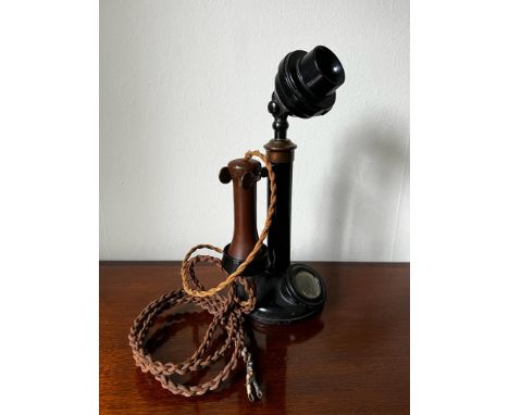 1930s CANDLESTICK TELEPHONE, NO DIAL, APPROX 33cm HIGH USED CONDITION, NOT TESTED FOR WORKING