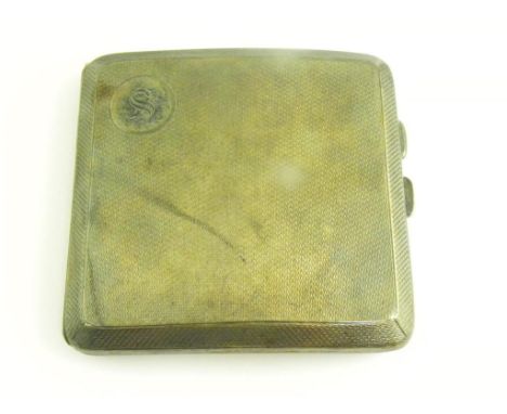 A GEORGE V SILVER CIGARETTE CASE, ENGINE TURNED, BIRMINGHAM 1933, 3OZS 10DWTS