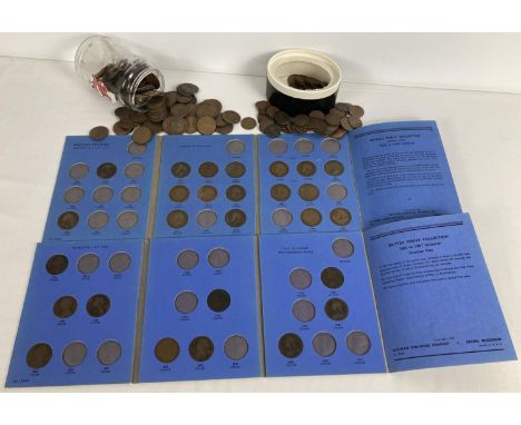 A quantity of assorted Victorian &amp; vintage pennies and half pennies. To include 2 part filled Great Britain Pennies folde