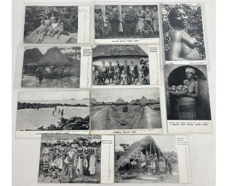 A collection of 10 vintage black &amp; white postcards of Sierra Leone depicting native culture, people and landscapes. 
